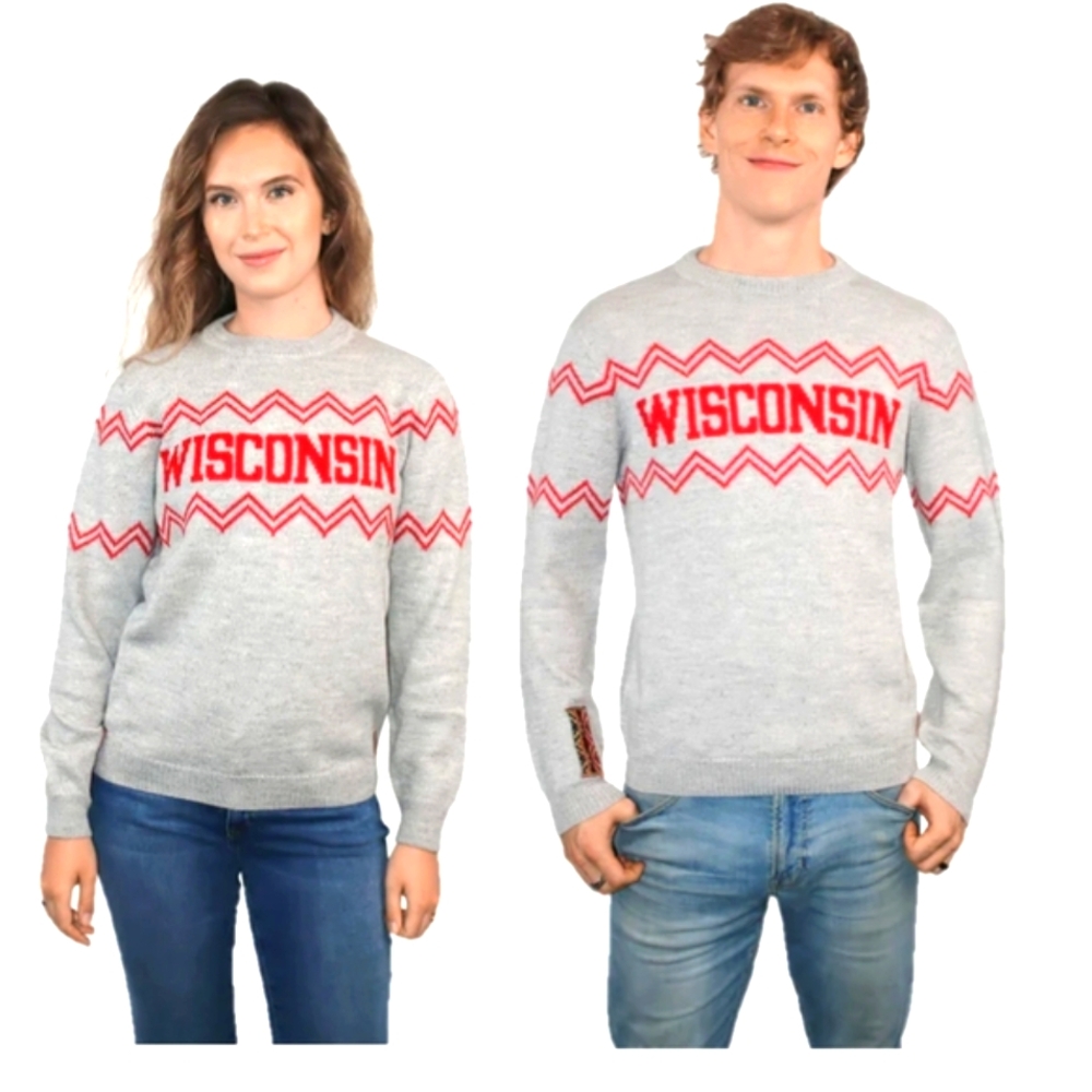 Wisconsin Crew Neck Alpaca Sweater - Light Gray...size Medium